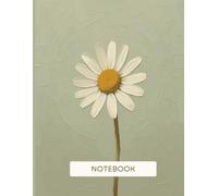 NOTEBOOK: Elegant Daisy Flower Notebook Journal KDP - Impasto Oil Paint Texture - Olive Sage Green Art Journal - Aesthetic Floral Cover. Art Lovers. Stationery. 8.5 x 11. Gifts for Her