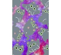 Notebook: Funny cute gray cats cover 200 ruled lined pages (Composition Book, Journal) Galaxy background “6 x 9 large”