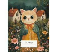 Notebook Garden Mysteries The Cat In Golden Attire: This notebook features an enchanting cat dressed in a majestic golden gown with a delicately ... surrounded by charming countryside houses.