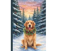 Notebook: Golden retriever at Christmas, 120 lined pages, 5.5'' x 8''