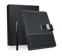 Notebook in pelle A5 con blocco impronte digitali e unità USB ad alta velocità da 16 GB Agenda con diario foderato Raccoglitore da 100 pagine a 6 anelli 4 slot per schede Perfetto per uomini d'affari