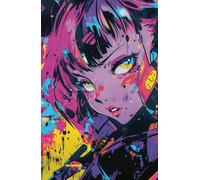 Notebook Journal for Travel, School, Art, and Office Use: For Daily Writing and Sketching - Hardcover with Anime Graffiti Wall Art Theme, 180 Pages ... 80 Blank for Drawings), Medium 5.5" x 8.5"