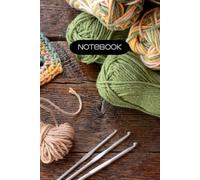 Notebook/ Journal | Green, Peach, Cream Granny Squares with Yarn and Crochet Needles | 6"x9" | 120 Lined pages