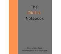 Notebook: Journal of Dictra 140 pages, white, lightly lined, 8.25"H x 6.50"W, each page has a small faded pencil and paper icon on bottom right corner.