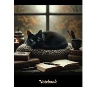 Notebook: Majestic Black Cat Fall Window #2 for collecting ideas, gratitude, journaling. |140 pages 8.25" H x 6.50" W. Back cover black with white cat paw print icon in the middle. Each page has black paw print icon bottom right corner.