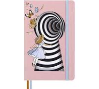 Moleskine Taccuino a Righe Le Avventure di Alice nel Paese delle Meraviglie, Copertina Rigida in Tela e Chiusura Elastica, con due Segnalibri e Adesivi a Tema, Alice, Formato Large 13 x 21 cm