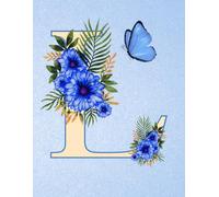 NOTEBOOK: Monogram Initial Letter L - Dazzling Blue Florals & Butterfly on a Radiant Crystal Blue cover. Personalized Monogram Notebook for women & ... for work & school. Monogram Letter L Notebook
