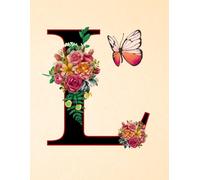 NOTEBOOK: Monogram Initial Letter L - Lavish Floral Bouquet and a Graceful Butterfly on a Creamy Ivory Speckled cover. Personalized Monogram Notebook ... work and school. Letter L Initial Notebook
