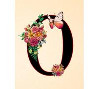 NOTEBOOK: Monogram Initial Letter O - Lavish Floral Bouquet and a Graceful Butterfly on a Creamy Ivory Speckled cover. Personalized Monogram Notebook ... work and school. Letter O Initial Notebook