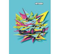 Notebook: Neon Racer Notebook - Pop Art Sports Car Journal with Coloring Page | 160 College-Ruled Pages