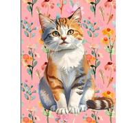 Notebook: Orange Cat Among the Flowers: Journal: Lined Writing Notebook with Cute Cat and Floral Design-Cat Lover Gift