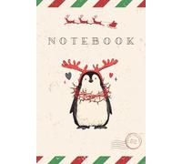Notebook: Penguin Christmas on Envelope-Style Vintage Mail Cover | Wide Ruled | 6" x 9" | 120 Pages | Holiday Gift Idea