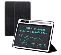 Notebook per scrittura LCD da 25,4 cm, con copertina protettiva in PU, blocco da disegno elettronico, regalo per bambini, adulti, casa, scuola, ufficio, colore: nero