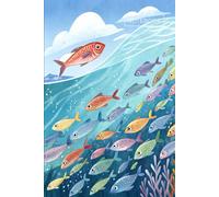 Notebook: Ruled Notebook - A school of fish, Beautiful and colorful, Paint style - 120 Pages - Large (6 x 9"): Wide Lined: Cute pattern, fish, Perfect Journal for Friends, Girls, Teens, and Women