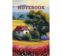 ืnotebook: The cover is a painting of a flower field with a small hut.