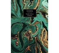 Notebook - Thoughts & Dreams - Green and Gold Marble Print: with 300 Ruled Pages - Comfortable 1.5 Line Spacing - Aesthetic Print Notebook for Women, Teens and Writers