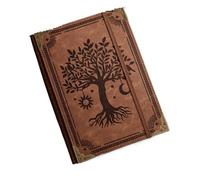 Notebook Vintage Leather Tree Of Life, Thick Spell Book Planner For Student, Magic Study With Refillable Paper Per scrivere e prendere appunti(Tree-brown)