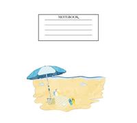 Notebook: White Cover Beach Design, 80 pages B5, colored lined interior, notebook for journaling and schoolwork