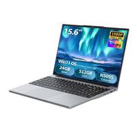Notebook Win 11, 15,6 Pollici PC Portatile 24GB RAM 512GB SSD, Celeron N5095 CPU, Webcam+BT4.2+USB3.0, Laptop Digitale Tastiera Retroilluminata/Sblocco Impronta Digitale, 180° Flip IPS Schermo