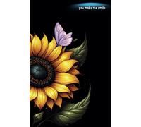 Notebook with a beautiful background of sunflowers and purple butterflies I 5.5x8.5" I 120 Pages
