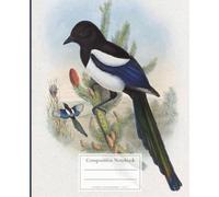 Notebook with a beautiful illustration of a magpie on a branch. Beautiful birds.: College Ruled 110 Pages - 7.5" x 9.25": Perfect gift for adults and childrens