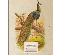 Notebook with an illustration of a beautiful, colorful peacock. An exotic bird full of colors.: College Ruled 110 Pages - 7.5" x 9.25": Perfect gift for adults and childrens