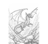 Notebook with coloring cover - Dragon in the mountains - 03: a grid notebook with 120 pages