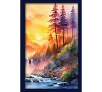 notebook with watercolor landscape of nature at sunset: original design lined notebook, 120 sheets, 6:9 inches