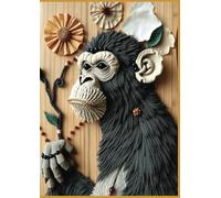 Notebook Year of The Monkey Cover Mixed Media Design Curious Rumination: Soft Cover 8mm College Ruled With Margin 100 Pages| Journals for Writing, ... Travel Journal, Scientific Field Notes