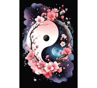 Notebook: Yin Yang Floral, 100 Pages 6 × 9 Wide Ruled Lined Pages Journal Diary For Teens, Students, Cherry Blossom Lovers, And Study Notes (Composition Notebook)