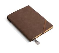 Notebooks For Work, 200 Pages A5 Meeting Journal Coffee Brown Leather Bound Writing Pad 100g Thick Paper Elastic Strap Professional Business Notebook for Business Men Women and Office Note Taking