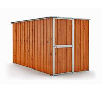 Notek Box in Acciaio Zincato Casetta da Giardino in Lamiera 1.75 x 3.07 m x h1.82 m - 95 kg - 5,4 Metri Quadri (Finitura Legno)