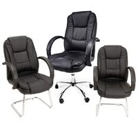 Notek Set 3 pezzi poltrone modello Smoke in ecopelle nera - poltrona presidenziale ergonomica + coppia poltroncine ospite