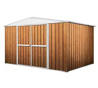 Notek Srl Box in Acciaio Zincato Casetta da Giardino in Lamiera 3.60 x 3.45 m x h2.12 m - 150 kg - 12,25 Metri Quadri (Finitura Legno)
