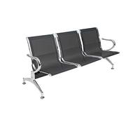 Notek Srl Panca per Sala d’Attesa Colore Nero, sedute Ufficio, panche in Acciaio per Studio Professionale e Sala d'aspetto (3_posti)