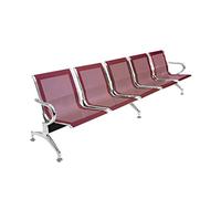 Notek Srl Panca per Sala d’Attesa Colore Rosso, sedute Ufficio, panche in Acciaio per Studio Professionale e Sala d'aspetto (5_posti)