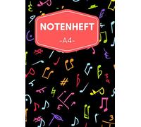 Notenheft A4: Musiker Heft mit Notenlinien, Geschenkidee, 120 Seiten