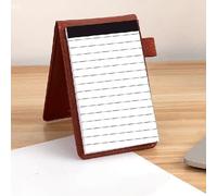Notepad Holder Set(3 x 5In), Pocket PU Leather Notebook with Card Pocker and Pen Holder for Meetings Daily Records, Memo Book for Offices Work School Restaurants, 50 Lined Paper Per Note Pad, Brown