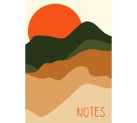 Notes: 7x10 Inches | 100 Pages | Orange Green Tan Mountain Sunset Sunrise Minimalist Design | A stylish lined notebook perfect for daily notes, journaling, work, and school