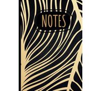 Notes- College Rule Hardcover Notebook: Black and Gold Leaves