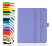 Notes London 2 x taccuino ecologico A6 con pagine a righe, porta penna, nastro, segni di data e tasca per carta, tascabile con copertina rigida, carta proveniente da fonti sostenibili (Viola Pastello)