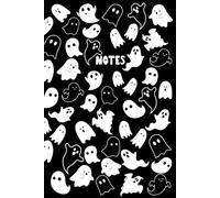 Notes: Notebook, Halloween, Fall, Autumn, Spooky season, cute ghost design note pad black A5 journal