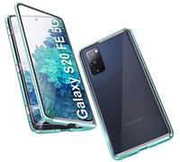 Nother Wishcover Custodia Magnetico per Samsung Galaxy S20 Fe Cover,Adsorbimento Magnetico Cover 360 Gradi Full Body Trasparente Vetro Temperato+Alluminio Metal Bumper con Magnetica Copertura