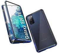 Nother Wishcover Custodia Magnetico per Samsung Galaxy S20 Fe Cover,Adsorbimento Magnetico Cover 360 Gradi Full Body Trasparente Vetro Temperato+Alluminio Metal Bumper con Magnetica Copertura