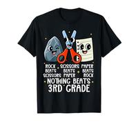 Nothing Beats 3rd Grade Rock Scissor Paper Funny School Kids Maglietta