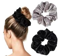 Nothstein 2 elastici per capelli grandi in seta satinata, da donna, per capelli spessi, 16 cm, extra large, extra large, elastici per coda di cavallo, elastici per coda di cavallo, elastici jumbo