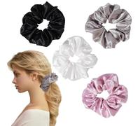 Nothstein 4 elastici per capelli grandi in seta satinata, da donna, per capelli spessi, 16 cm, extra large, extra large, elastici per coda di cavallo, elastici per coda di cavallo, elastici jumbo