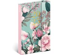 NOTIQUE Agenda tascabile 2025, formato circa A6, con chiusura magnetica e copertina rigida, agenda settimanale, a libro, fiori rosa (versione in lingua italiana non garantita)