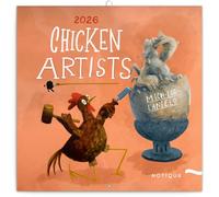NOTIQUE Calendario da parete 2026 Chicken Artists, calendario opuscolo con calendario mensile, calendario opuscolo, calendario profumato, 30 x 30 cm (30 x 60 cm)