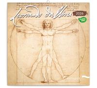 NOTIQUE Calendario da parete 2026 Leonardo da Vinci, calendario mensile in brochure, design estetico 30 x 30 cm (aperto 30x60)